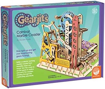 MindWare Gearjits: Carnival Marble Coaster – Wooden Puzzle Marble Run Set for Adults and Kids Ages 12 & Up