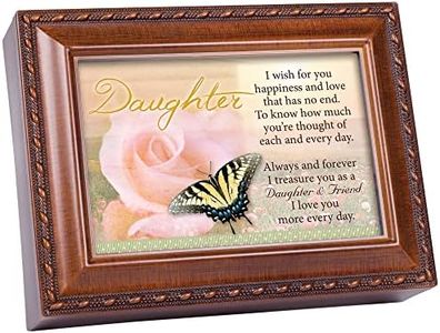 Cottage Garden Daughter I Wish Woodgrain Music Box / Jewellery Box Plays Wonderful World