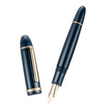 Jinhao X159 Dark Blue Fountain Pen # 8 Fine Point Gold Trim Smooth Writing Instrument with Converter