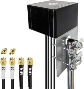 Maswell 2X2 5G MIMO 2X2 WIFI7 and GNSS Antenna 600MHz-8.0GHz Cellular 5G 4G LTE 3G WiFi6E UWB and GSM Screw Mount and L Plate Mount Cubic Antenna SMA Male RP SMA Plug Waterproof