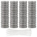 48 Pieces Lint Traps Washing Machine Stainless Steel Lint Snare Traps Laundry Mesh Washer Hose Filter with 48 Pcs Cable Tie