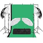 Bonnlo 2m x 3m Background Stand Support System with 1350W 5500K Studio Umbrella Continuous Lighting Kit for Portrait Product Photography and Video Shooting,Portable Carrying Bag (Large)