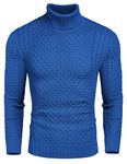 COOFANDY Men's Turtleneck Sweater Slim Fit Roll Neck Jumpers Turtle Neck Tops Sweatshirts Knit Shirt Polo Neck Jumpers Winter Jumper Blue L