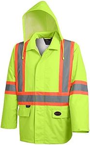 Pioneer V1081360 Hi-Viz Safety Rain Jacket, Tear and Abrasion Resistant