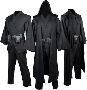 Tunic Costume Adult Men Tunic Robe Cosplay Halloween Costume Hooded Uniform Full Set Cloak Outfit (Black, X-Large)