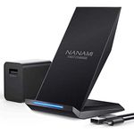 NANAMI Wireless Charger, QC3.0 Adapter Included, 15W Max Fast Charging, Qi Certified Charging Stand for iPhone 16/15 Pro Max/14/13/12/11/XS Max/XR/X/8, for Samsung Galaxy S24 S23 Ultra S22 S21 S20, LG