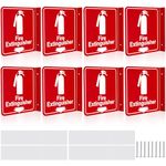 Barydat 8 Pcs Fire Extinguisher Signs with Pre Drilled Mounting Holes Fire Extinguisher with Down Arrow Industrial Warning Signs with Screws and Adhesive Tapes for Home Office Business Supplies