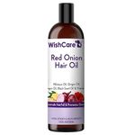 WishCare® Red Onion Hair Oil for Hair Growth & Hair Fall Control - With Deep Root Comb Applicator- 200 ml - Enriched with Onion Ginger Oil, Argan Oil, Hibiscus Oil, Black Seed Oil & Vitamin E - No Mineral Oil, Silicones & Synthetic Fragrance