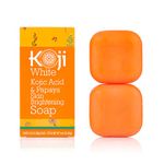 Koji White Kojic Acid & Papaya Skin Brightening Soap, Dark Spots for Face & Body Smooth, Acne Scars, Uneven Skin Tone with Hyaluronic Acid, SLS-Free, Paraben-Free, Vegan Soap, 2.82 oz (2 Bars)