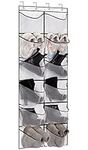 MISSLO Over Door Shoe Storage Organiser with 12 Large Mesh Pockets Boots Storage Hanging Shoe Rack, White