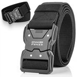 Quick Release Tactical Belt - 1.5" Military Hiking Rigger Gun Nylon Web Belt with Heavy Duty Seatbelt Buckle for Men Women (Black)