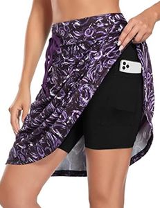 BLEVONH Women's Golf Skirt 20" Knee Length Skorts Skirts Drawstring Waist Tennis Skirts with Pockets, Violet, X-Large