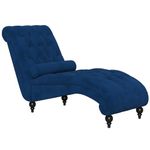 Vesgantti Velvet Button-tufted Indoor Chaise Lounge, Upholstered Chaise Longue Chair with Lumbar Pillow, Leisure Recliner for Living Room Bedroom and Office, Easy to Assemble