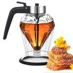 GION Syrup Dispenser Honey Pot Glass Jar with Stand Honey Container, Syrup and Sugar Jar Pot, No Drip Honey Dispenser (1Pcs)