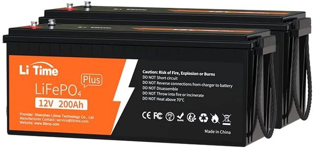 Litime 12V 200Ah Plus Lithium LiFePO4 Battery, Built-in 200A BMS, 4000+ Deep Cycles, Max 2560W Power Output, FCC&UL Certificates, 10-Year Lifetime, Perfect for RV, Solar, Off-Grid, etc. (2 Packs)