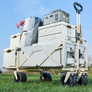 Folding Wagon Cart with Extended Tailgate, Portable Collapsible Utility Wagon with Adjustable Handle, Heavy Duty Garden Cart, 230L Large Capacity Beach Wagon for Outdoor, Camping, Shopping (White)