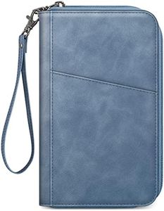 Fintie Family Passport Holder Wallet, RFID Blocking Travel Document Organizer Clutch Bag Credit Cards Case Cover for Women Men, Haze Blue, Family Passport Holder