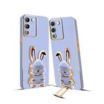 KARWAN®️ 3D Bunny with Folding Stand Back Cover Case Compatible for Vivo Y200 | Slim electroplated case | Stand case | Soft TPU | Space Astro Theme | Camera Protection- Blue