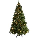 WeRChristmas Pre-Lit Spruce Multi-Function Christmas Tree, 2.1 m - 7 feet with 300-LED Lights, Green