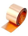 QWORK 0.1mm Copper Sheet Roll, 99.9% Pure Copper Metal Sheet Foil - 5M x 5cm x 0.1mm (16.5' x 2" x 0.004")