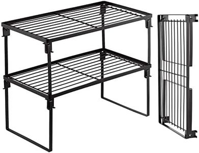 Tomorotec [2 Pack] Stackable Kitchen Storage Shelf Rack, Foldable Spice Rack Cabinet Organization Storage Shelves, Kitchen Shelves, Kitchen Counter & Cabinet Shelf Organizer,