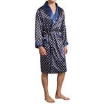 YOUTHUP Mens Dressing Gown Soft Smooth Bathrobes Floral Lightweight Loungewear with Belt Shawl Lapel Pyjama Sleepwear, #P801, M