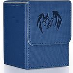 UAONO Card Deck Box for Yugioh MTG, 100+ Deck Case with 2 Dividers Fits TCG CCG PTCG, PU Leather Strong Magnet Card Storage Box Compatible with Magic Commander Trading Cards (Navy, Sky Dragon)