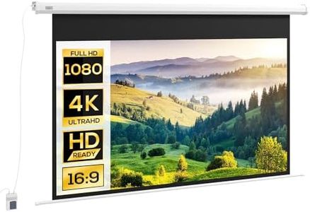HOMCOM Pantalla de Proyector Eléctrica 84 Pulgadas Pantalla de Proyección Portátil Formato 16:9 con Mando a Distancia para Interior y Exterior Cine en Casa Patio 186x105 cm Blanco
