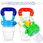 Faburo 4pcs Baby Food Fresh Fruit Feeder Pacifier Set: 3pcs Pacifier Feeder Teething Toy Teether and 1pcs Pacifier Clips for Baby, Weaning Dummies