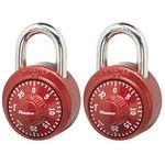 Master Lock Padlock, Standard Dial Combination Lock, 1-7/8 in. Wide, Assorted Colors, 1530T (Pack of 2)