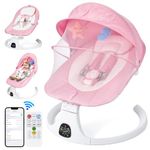 Duguivisci Baby Swing for Newborn, Portable Electric Babies Swinger Whit Remote Control,Bluetooth, Music Speaker, 5 Swing Speeds, 3 Types of Sitting Settings (Pink)