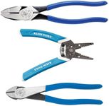 Klein Tools Heavy Duty Tool Set, Includes Lineman's Side-Cutting Pliers, Diagonal Cutters and Wire Stripper, 3-Piece 80043