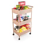 SKI Homeware 3 Tier Multipurpose Plastic Storage Novel Trolly Rack Organizer for Kitchen and Home (12x17 inches Comparatment, Brown)