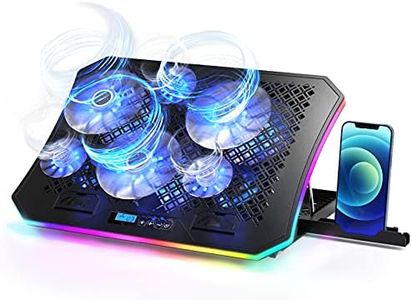 AICHESON RGB Lights Laptop Cooler Pad with 6 Cooling Fans, Blue LED Lights, 7 Ergonomic Stands, 10 Modes for Desk or Lap Use