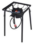 Flame King FK-100KSB Heavy Duty 100,000 BTU Propane Gas Single Burner Bayou Cooker Outdoor Stove for Home Brewing, Turkey Fry, Maple Syrup Prep, Cajun Cooking, 100K Tall, Black