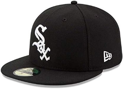 New Era Mens Chicago White Sox Wool 59Fifty Fitted Hat, Adult, Black/White, 7 3/4