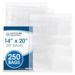 Spartan Industrial - 14” X 20” (250 Count) 2 Mil Clear Reclosable Zip Plastic Poly Bags with Resealable Lock Seal Zipper