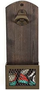 Bottle Opener, SODUKU Vintage Wooden Wall Mounted Bottle Opener with Cap Catcher Beer Bottle Can Opener Tool for Home Kitchen Bar Coffee Shop