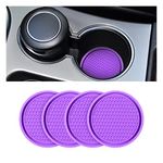 Car Cup Holder Coaster, 4 Pack 2.75 Inch Diameter Non-Slip Universal Insert Coaster, Durable, Suitable for Most Car Interior, Car Accessory for Women and Men (Purple)