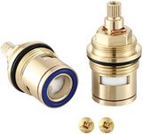 Wussh Bathroom Basin 2PCS 3/4'' Ceramic Disc Cartridge Replacement Mixer Hot and Cold Tap Inner Faucet Valve Quarter Turn 53MM 20 Teeth