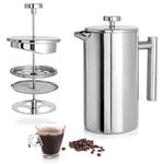 Mixpresso Stainless Steel French Press Coffee Maker 27 Oz 800L Double Wall Metal Insulation Coffee Press &Tea Brewer Easy Clean, And Easy Press, Strong Quality Coffee Press (Stainless Steel)