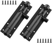 BokWin 2Pcs 3 Inch Door Latch Lock Slide Bolt, Solid Aluminium Thickened 1.3mm Door Barrel Bolts Latches, Security Sliding Latch Lock with 12 Screws (Matte Black Finished)