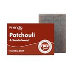 Friendly Soap - Spicy Woody Patchouli & Sandalwood (95g), Plant-Based, Cruelty-Free, Made By Hand, No Preservatives or Sulphates, Sustainable