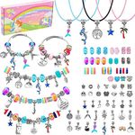 73 Pieces Charm Bracelet Making Kits, LauCentral Jewelry Making Supplies Beads DIY Art Crafts Supplies Set with Snake Chain String for Christmas Gifts for Girls Teens Children Age 7-12