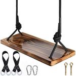 Tree Swing Seat,ATFWEL Carbonized Hanging Swing Seat with Adjustable Rope for Adult Kids Yard,Indoor,Outdoor Durable Wooden Swing Can Withstand 440LB (16.5x7.9x1.0 inch)