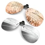 GQUEEN 2-Pack Polarized Clip-on Flip Up Rimless Pilot Lens Outdoor Driving Fishing Sunglasses for Prescription Glasses,JP94