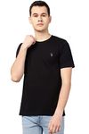 Keshav Srushti Black Solid Men Half Sleeve Pure Cotton Round Neck T-Shirt