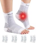 HUEGLO 4 Pairs Plantar Fasciitis Socks Neuropathy Neuro Socks Compression Socks for Women Men Ankle Support Brace for Weak Sprained Ankle Breathable Anti-Slip Foot Support Brace (M, White)