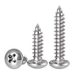 FandWay Phillips Pan Head Self-Tapping Screws, 304 Stainless Steel Round Head Tapper Screws, M5 x 12/16/20/30/40mm Sheet Metal Screws, Wood Screws Assortment Set (20-Pieces/each)