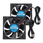 AITRIP 2pcs 80 mm USB Fan 5V Brushless 8025 80 x 25 mm for Cooling DIY PC Computer Case 3D Printer CPU Cooler Radiators